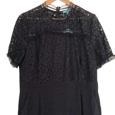 BNWT**Blue Illusion.  Lace Mix Jumpsuit.  Black   Size XL 