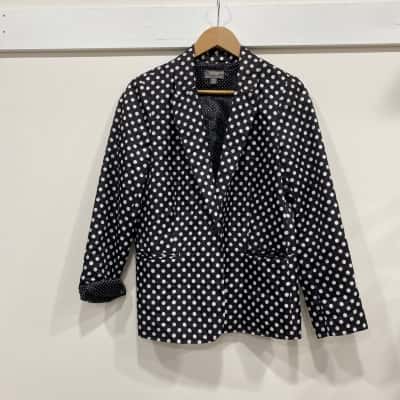 Sussan Womens  Size 10 Jacket Black  / Polka Dot / White 