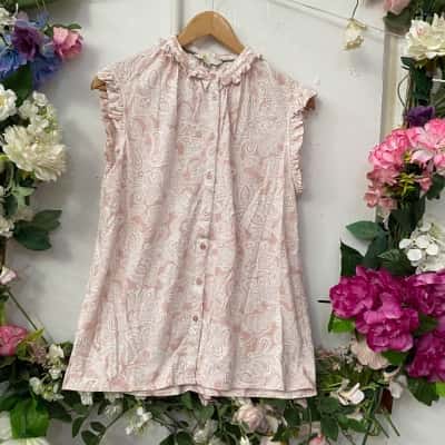 Boden Womens  Size 12 Button Up Top Pink  / White 