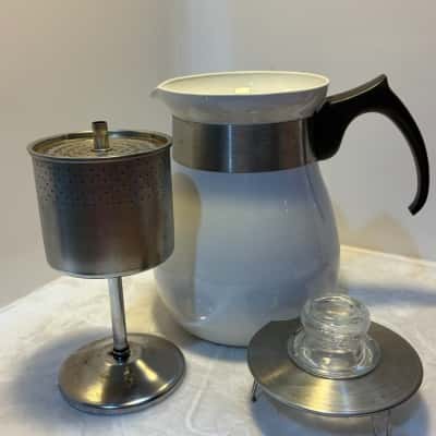 CorningWare White P-166 Coffee Percolator - Complete