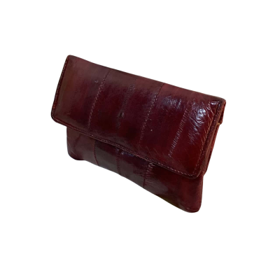 Made in Korea Womens Genuine Eel Skin Coin Purse Maroon 