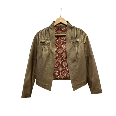 Vince & Clare Womens  Size XS Leather Jacket Gold 