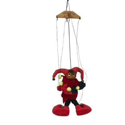 Vintage Výroba loutek Vintage Czech Red Jester Puppet 