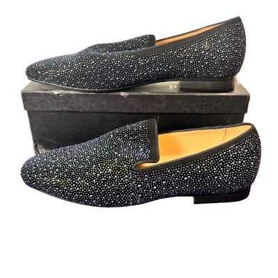Piergitar Men's Size 12 Black Rhinestone Crystal Loafers Dress Shoes