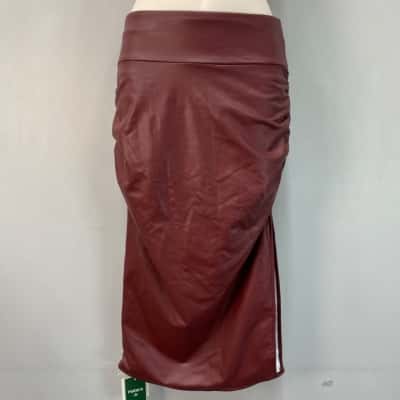 Halara Womens  Size S Midi “Leather Look” Skirt Maroon 