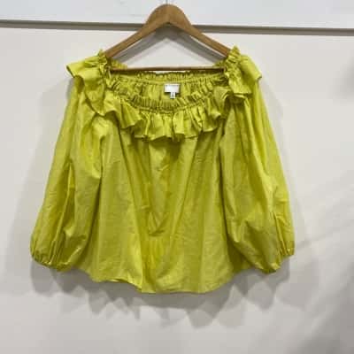 Witchery Womens  Size 10 Long Sleeve Top / Off-the-shoulder Top Yellow 