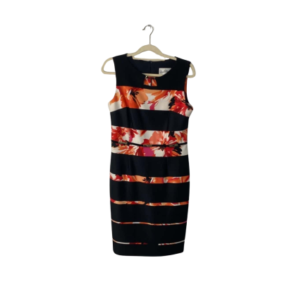 Joseph Ribkoff Womens  Size 14 Midi Dress Black  / Pink  / Red 
