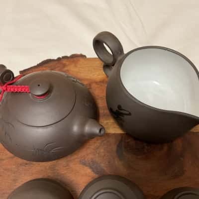 Vintage Chinese Gongfu Tea Set Clay Pottery Teapot Fairness Pitcher Teacups 