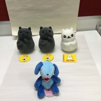 Three Hakoirineko Pure Nyanko Cat Plush Toys & One Ioryogi Mascot Plush Keychain From Kobato Anime Series - BNWT