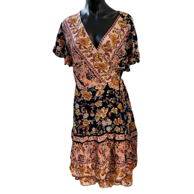 Shein Womens  Size XXXXL Wrap Dress Blue / Floral 