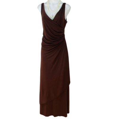 Sunshine Fashion - Chocolate Sleeveless Maxi Gown (Size XL)