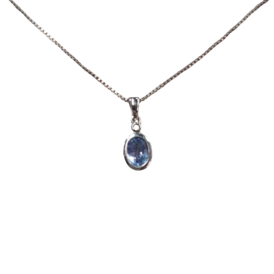  Women's Silver Necklace with Blue Stone