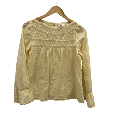 Uniqlo Women's Size S 100% Cotton Long Sleeve Top Yellow 