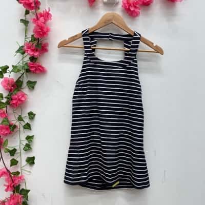 Bardot Womens Vest Size 14 Navy Blue / Striped / White 
