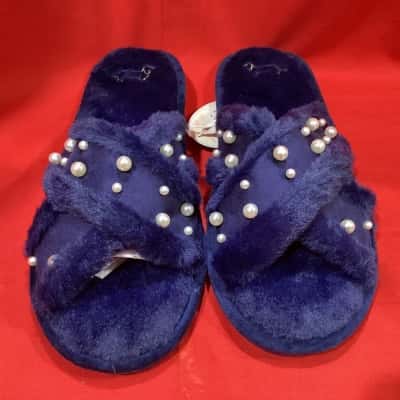 Peter Alexander Navy Blue Bling Slippers, size XL