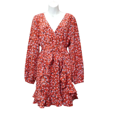 Tussah Women's  Size 14 Long Sleeve Black and Orange Floral Dress