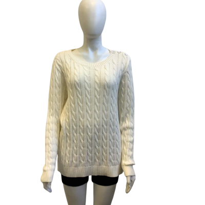 Gordon Smith Womens  Size L Cable Knit Jumper Pearl