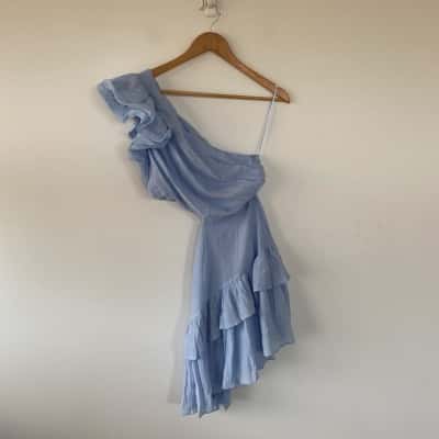 Billy J. Light Blue Addo Ruffle Mini Dress Size 12 