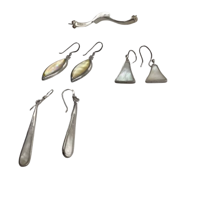 4 Pairs of 925 Sterling Silver Earrings - Bundle - Vintage