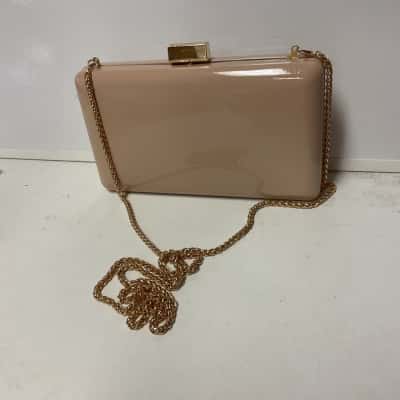 Billini Womens Evening Bag Beige with gold chain strap