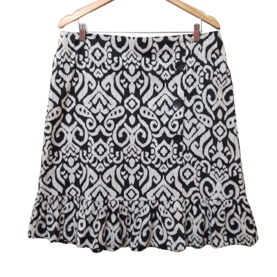 Jane Lamerton Women's Size 16 Navy Blue & White Ruffled Hemline Skirt 