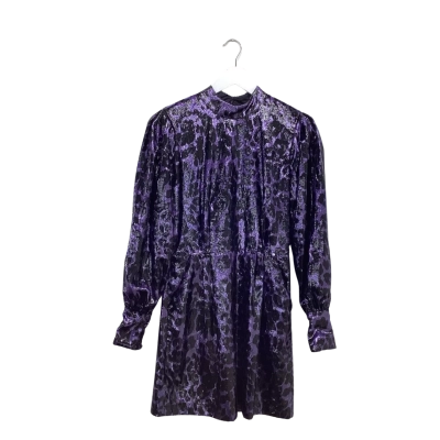 Diane Von Furstenberg Purple Metallic Velvet Leopard Print Dress Size S