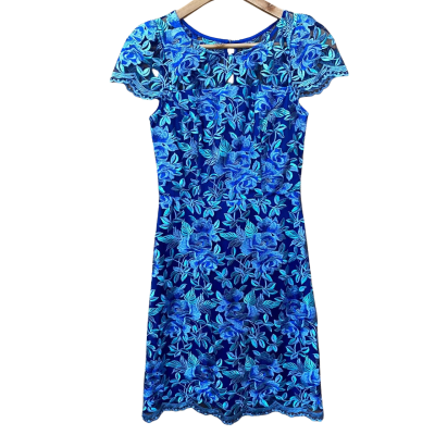 Review Blue Floral Patterned Dress Size 6