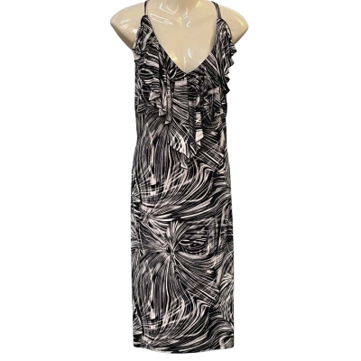 Flirt by Mr K Womens Size 20 Mini/Shoestring Strap Dress Black/Pattern/White
