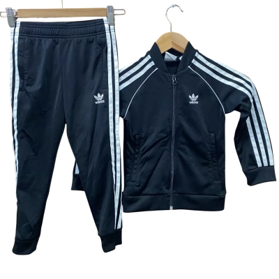 Adidas Kids Black Tracksuit Set Size 5-6Y