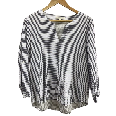 Trenery Womens  Size M Long Sleeve Blouse Blue/White Stripe