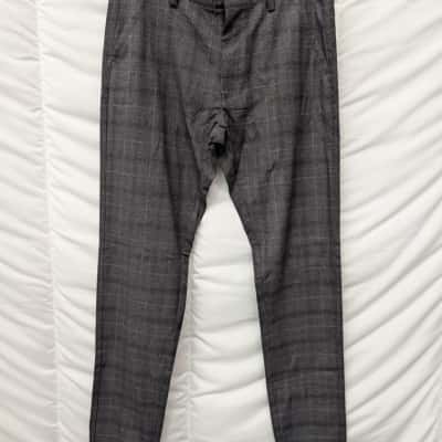 Yd. Mens Checked Dark Grey Skinny Chino Pants - Size 32 