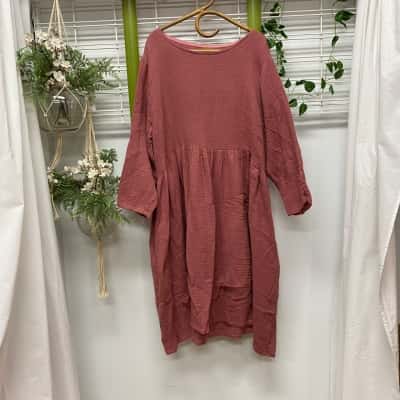  The Spotted Quoll Womens  Size 2XL Organic Cotton  Babydoll Dress Pink  