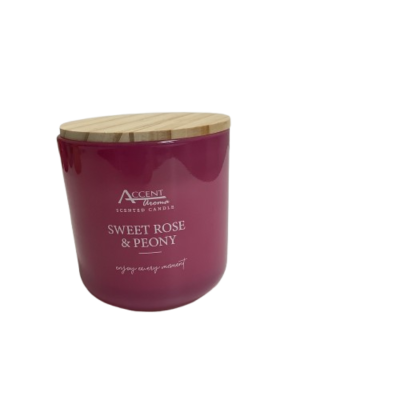 New Large Coloured Glass Candle With Lid Sweet Rose & Peony #2263-1-PP