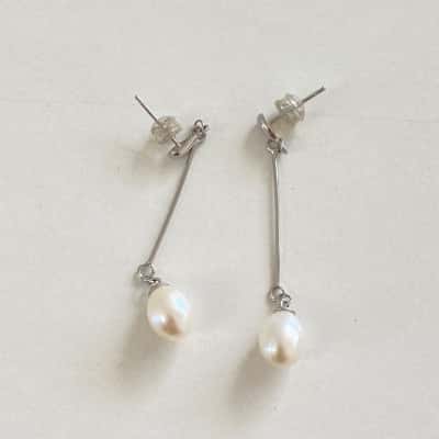 925 Sterling Silver Pearl Drop Earrings 