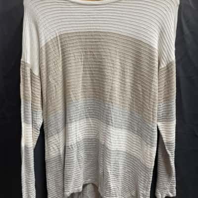 W. Lane Womens Size L White/Grey/Brown Light Weight Jumper