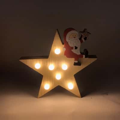 Christmas Light Up Wooden Star/Santa