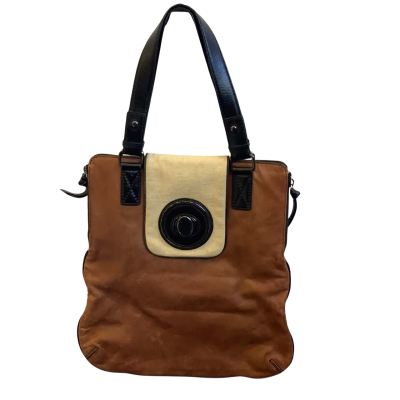 Oroton Womens Two Straps Handbag Brown with Front Flap