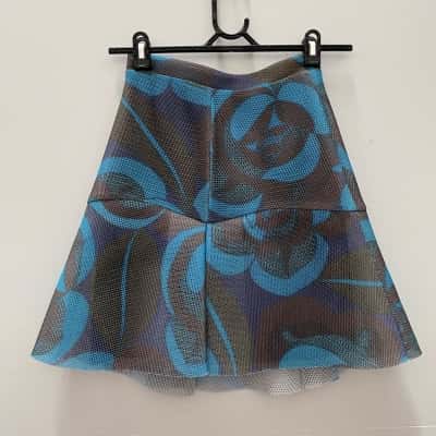 Manning Cartell Womens Size 9 Mini Skirt Blue  /  Multicoloured / Pattern 