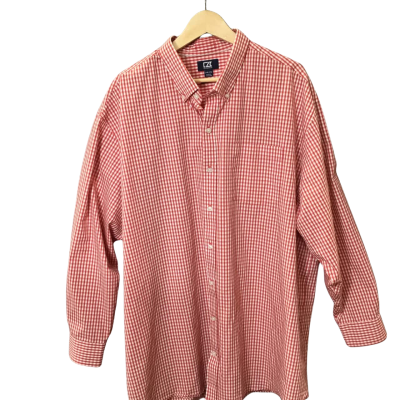 Men’s Size 2XL Red And White Cutter And Buck Long Sleeve Shirt