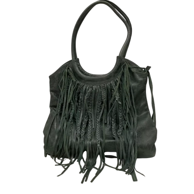 Bampo Green Fringe Vegan Leather Handbag 