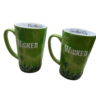 Wicked The Musical Broadway One Short Day Green Mug Coffee  Cup Set of 2 