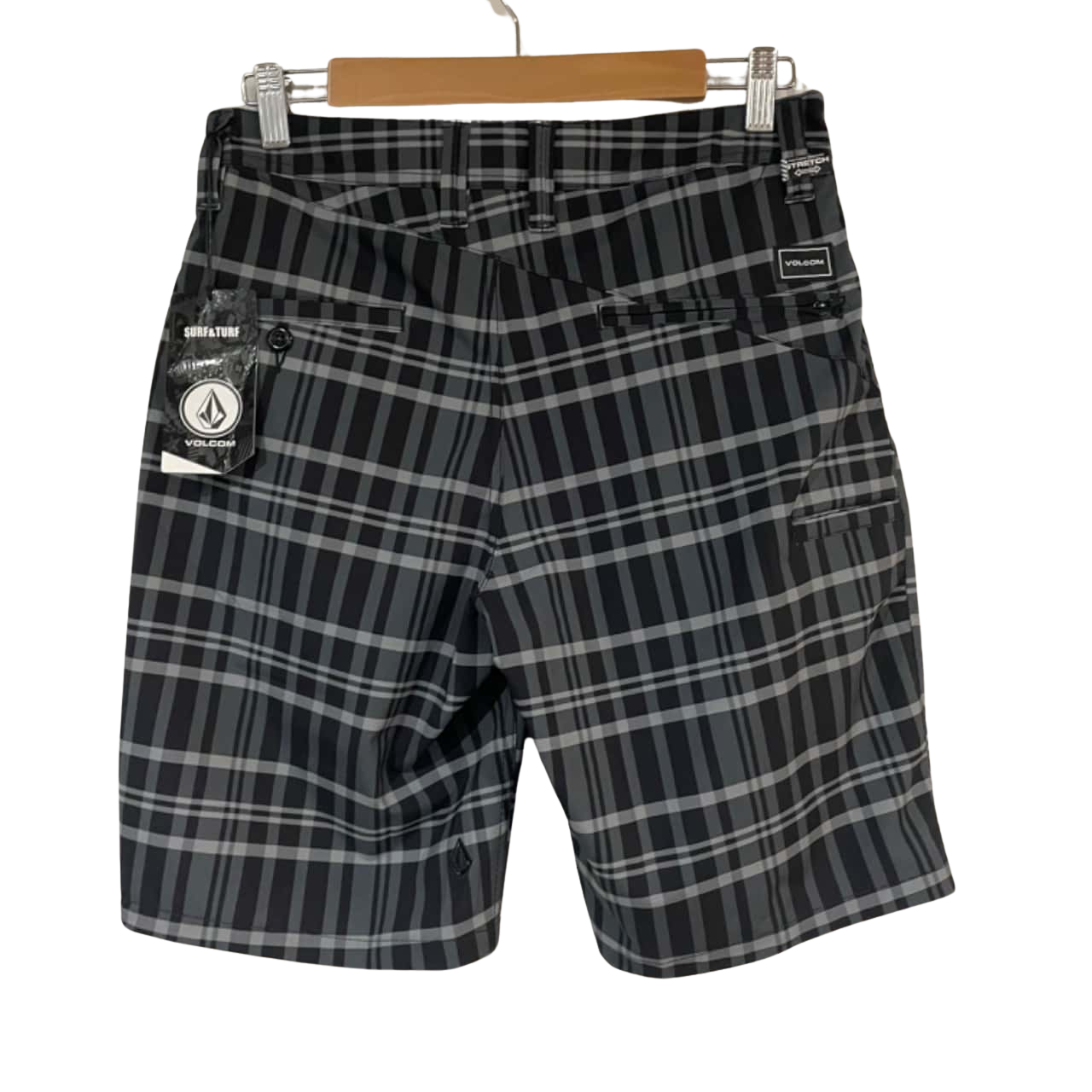 Volcom Mens Size 28 Gingham / Green (s)