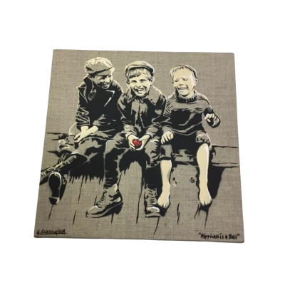 Geoff Cunningham Hand-painted ‘Happiness Is A Ball’ Canvas Painting - RRP$250