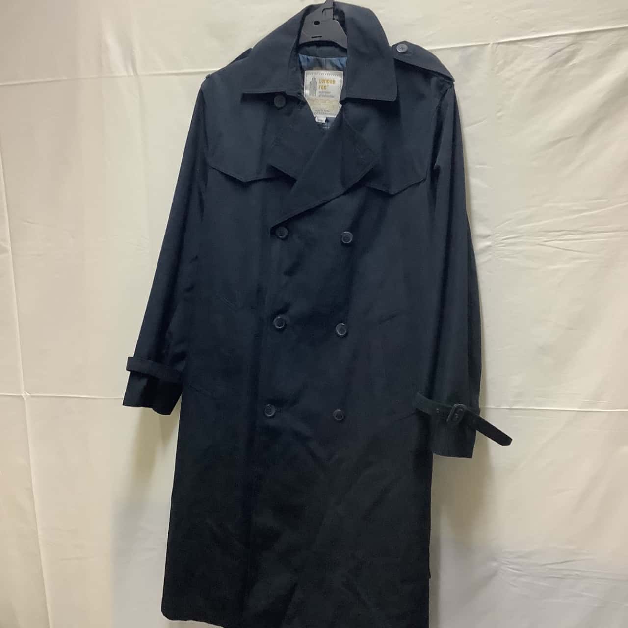London Fog Mens Black Trench Coat Size 97R(s)