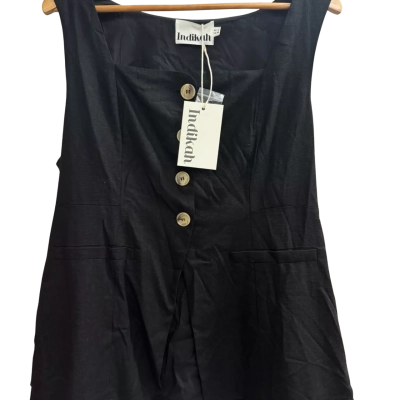 Indikah Womens  Size 16 Button Up Top Black  