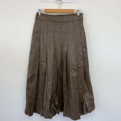Country Road Brown Leather Look Midi Skirt  Size 10