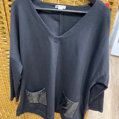 Rockmans Womens  Size XXL 3/4 Sleeve Shirt Black  