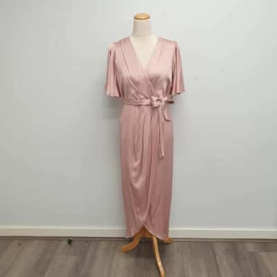 Forever New /Elegant & Classy /Pink Blush Carolina /Satin Tulip Skirt Style /Midi Dress Size 14 - Brand New with Tags - RRP $179.99 