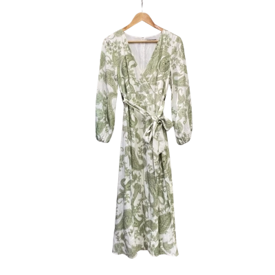 Amelius Womens  Size 10 Maxi Dress Green / White 
