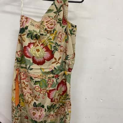 Lisa Ho Womens  Size 10 Off The Shoulder Dress Beige / Floral 